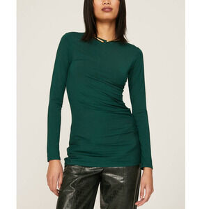 Marina Moscone Ruched Top Long Sleeve Green L